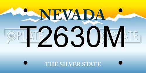 T2630M Nevada License Plate