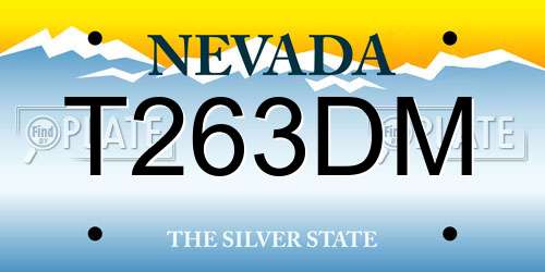 T263DM Nevada License Plate