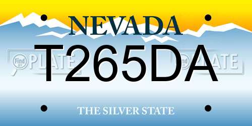 T265DA Nevada License Plate
