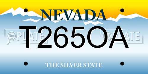 T265OA Nevada License Plate