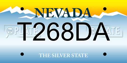 T268DA Nevada License Plate