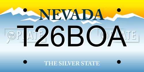 T26BOA Nevada License Plate