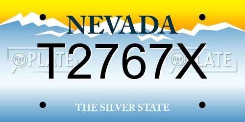 T2767X Nevada License Plate