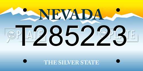 T285223 Nevada License Plate