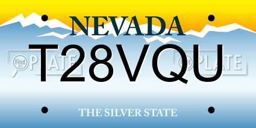 T28VQU Nevada License Plate