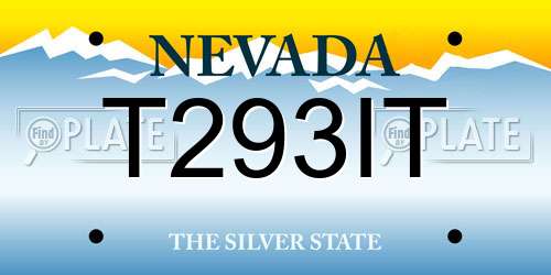 T293IT Nevada License Plate