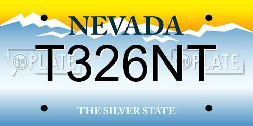 T326NT Nevada License Plate