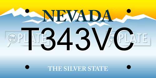 T343VC Nevada License Plate