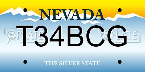 T34BCG Nevada License Plate