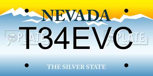 T34EVC Nevada License Plate