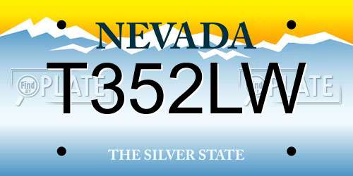 T352LW Nevada License Plate