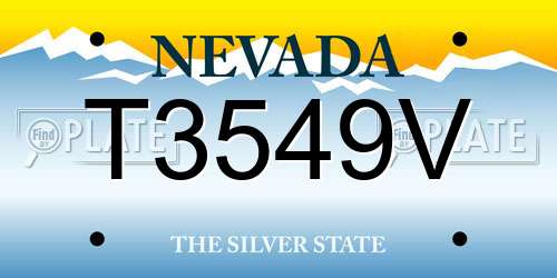 T3549V Nevada License Plate