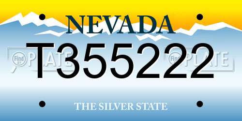 T355222 Nevada License Plate