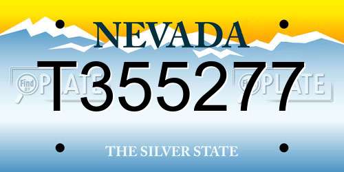 T355277 Nevada License Plate