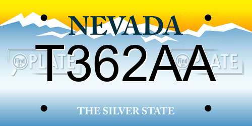 T362AA Nevada License Plate