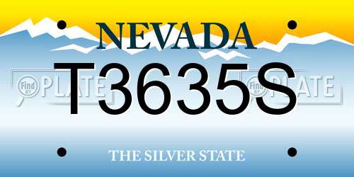 T3635S Nevada License Plate