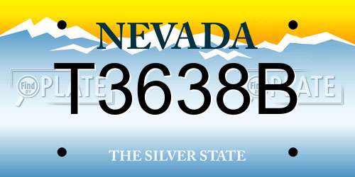 T3638B Nevada License Plate