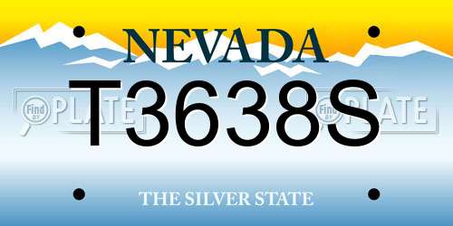 T3638S Nevada License Plate