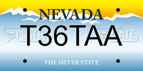 T36TAA Nevada License Plate