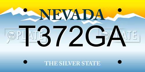 T372GA Nevada License Plate