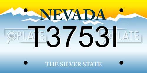 T3753I Nevada License Plate