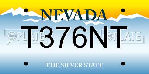 T376NT Nevada License Plate