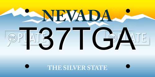 T37TGA Nevada License Plate