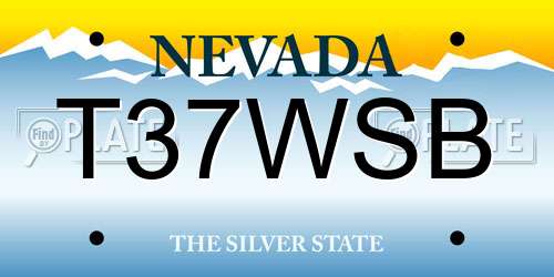 T37WSB Nevada License Plate