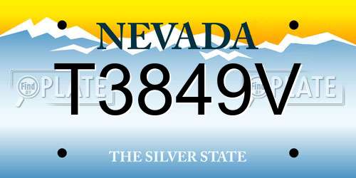 T3849V Nevada License Plate