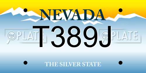 T389J Nevada License Plate
