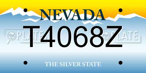 T4068Z Nevada License Plate