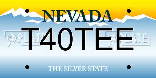 T40TEE Nevada License Plate