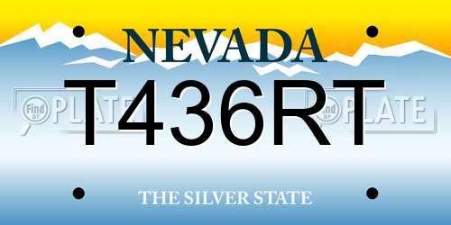 T436RT Nevada License Plate