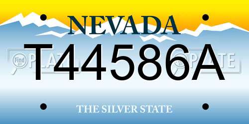 T44586A Nevada License Plate
