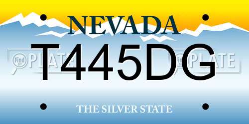 T445DG Nevada License Plate