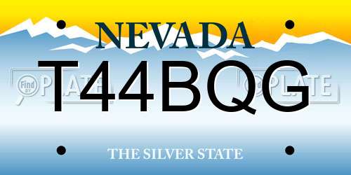T44BQG Nevada License Plate