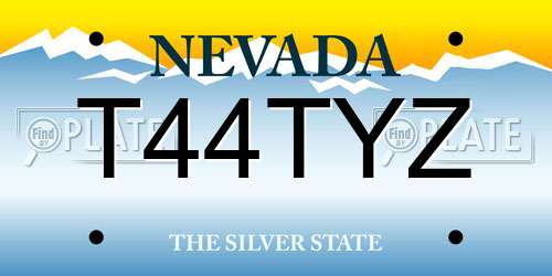 T44TYZ Nevada License Plate