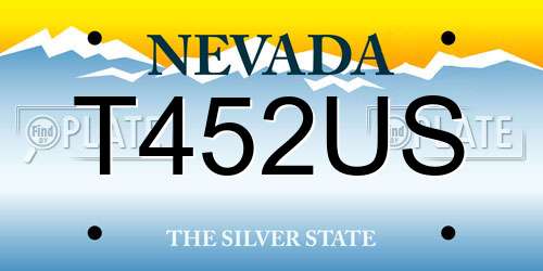 T452US Nevada License Plate
