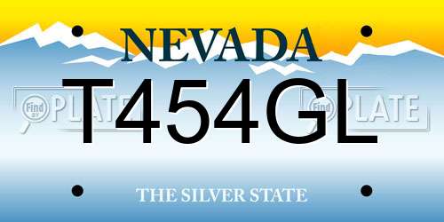 T454GL Nevada License Plate