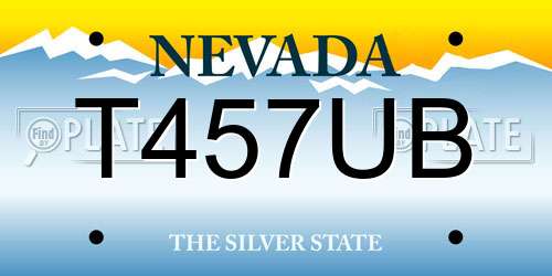 T457UB Nevada License Plate