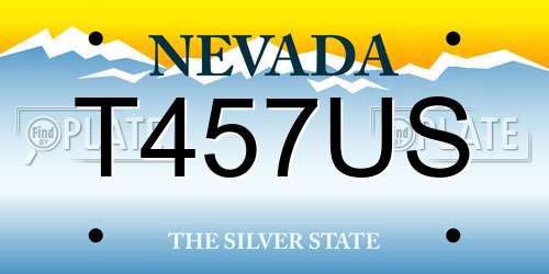 T457US Nevada License Plate