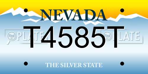 T4585T Nevada License Plate