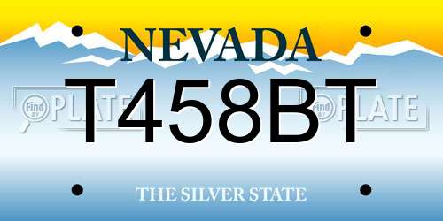 T458BT Nevada License Plate