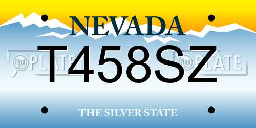 T458SZ Nevada License Plate