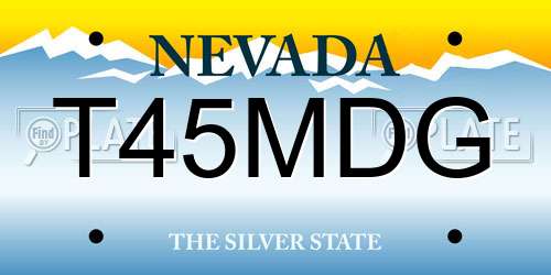 T45MDG Nevada License Plate