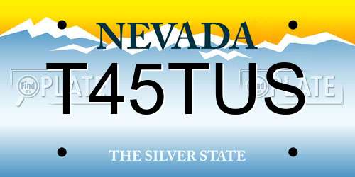 T45TUS Nevada License Plate