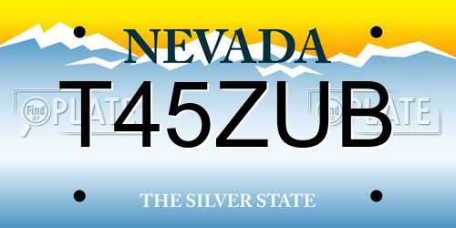 T45ZUB Nevada License Plate