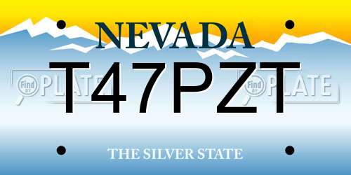 T47PZT Nevada License Plate