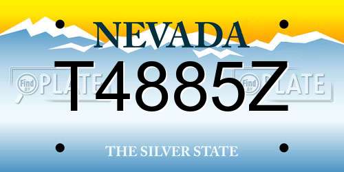 T4885Z Nevada License Plate