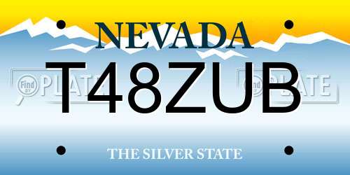 T48ZUB Nevada License Plate